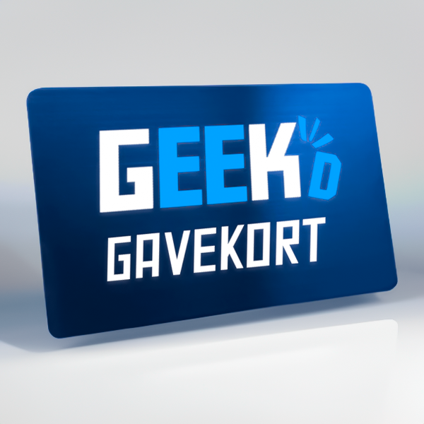 Blåt Geekd-gavekort med hvidt Geekd-logo