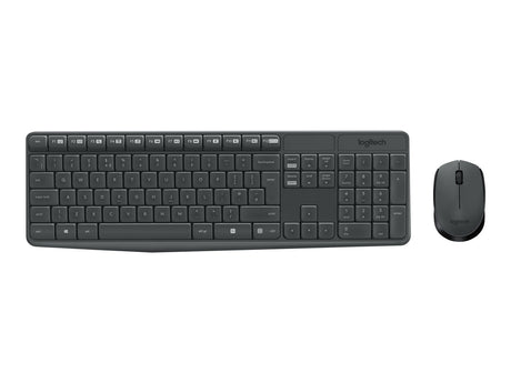 Sort Logitech MK235-tastatur og mus – set ovenfra