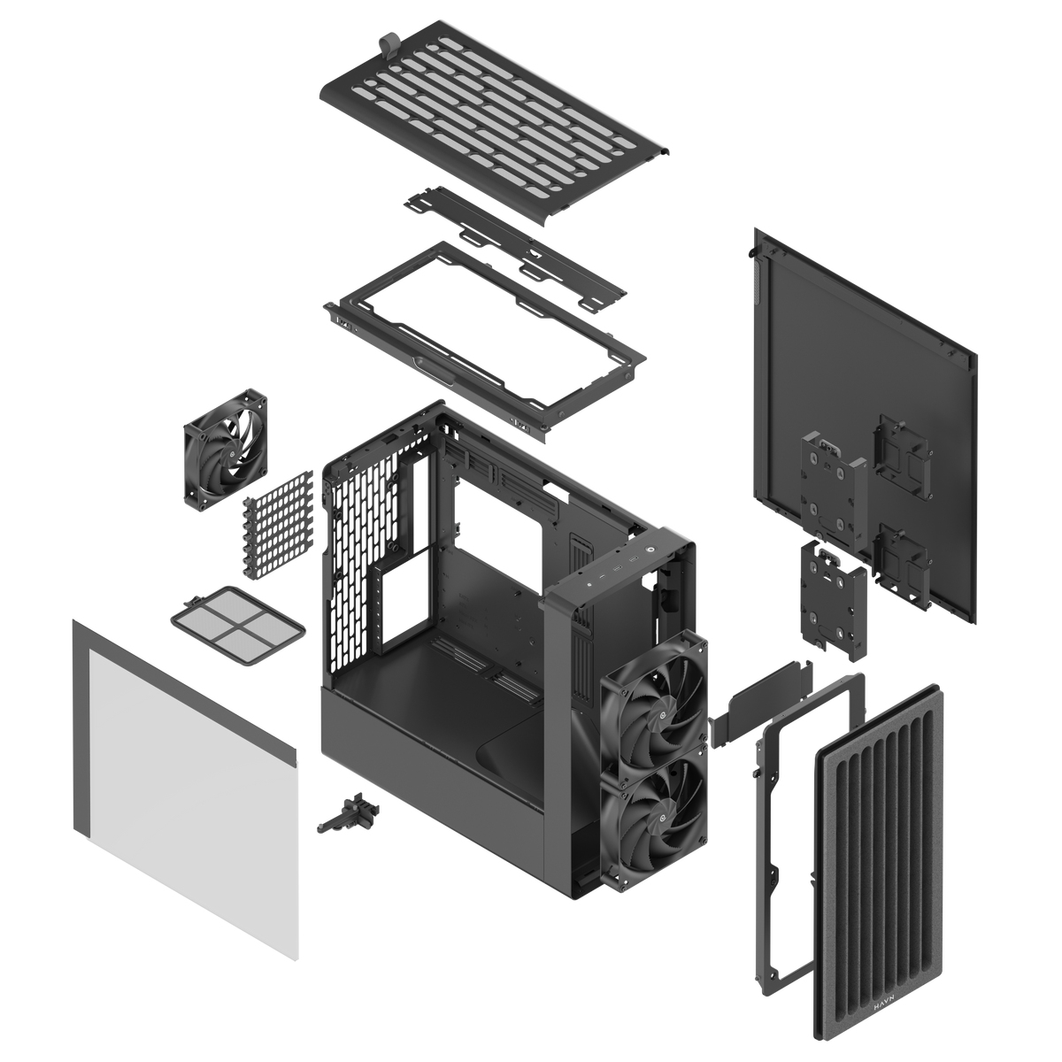 HAVN BF 360 Flow – sort Mid Tower kabinet med præinstallerede high-performance fans