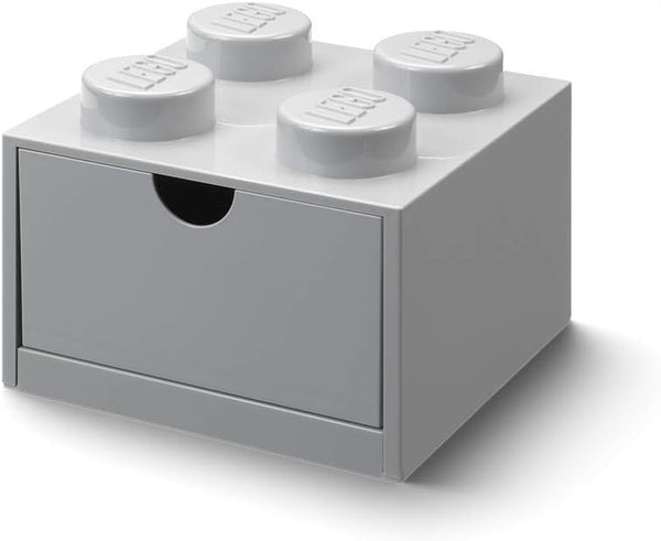 LEGO® Skrivebordsskuffe 4 med knopper - Grå