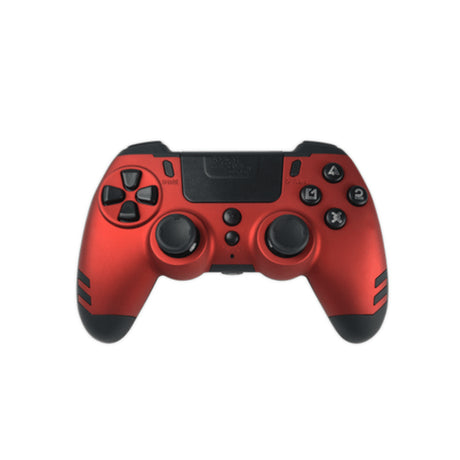 Steelplay MetalTech – rød trådløs controller til PS4 og PC – set skråt fra siden
