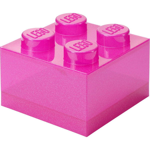 LEGO® Opbevaringsklods 4 med låg - Transparent pink glitter