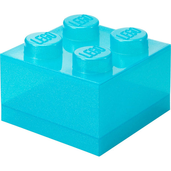 LEGO® Opbevaringsklods 4 med låg - Transparent lyseblå glitter