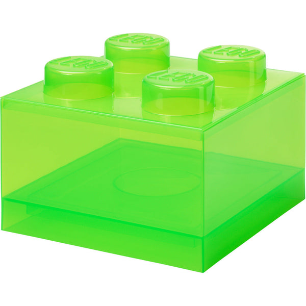 LEGO® Opbevaringsklods 4 med låg - Transparent lysegrøn