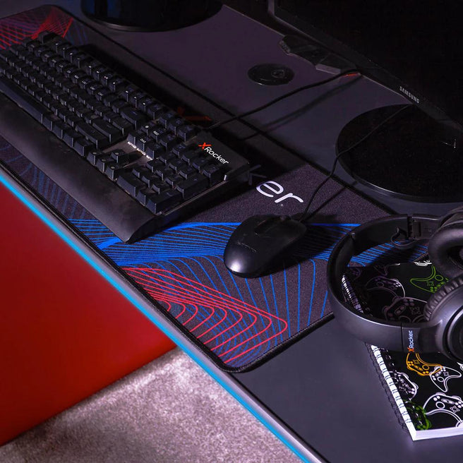 XROCKER CARBON-TEK DESK WITH WIRELESS CHARGING AND NEO FIBER LED