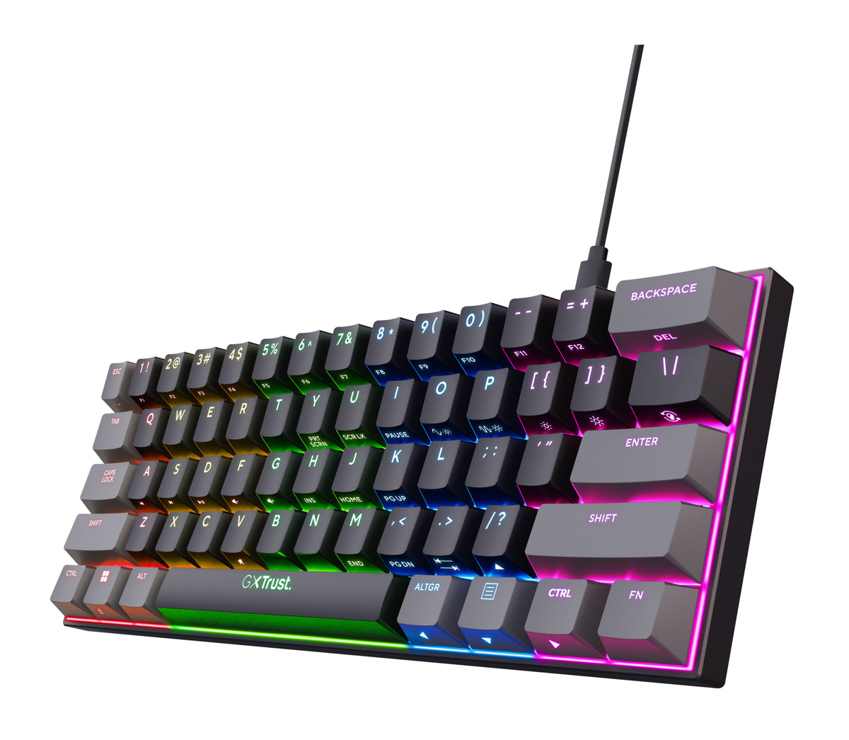 Trust GXT 867 Acira – 60% gaming-tastatur, nordisk