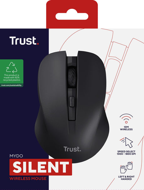 TRUST MYDO SILENT TRÅDLØS MUS - SORT
