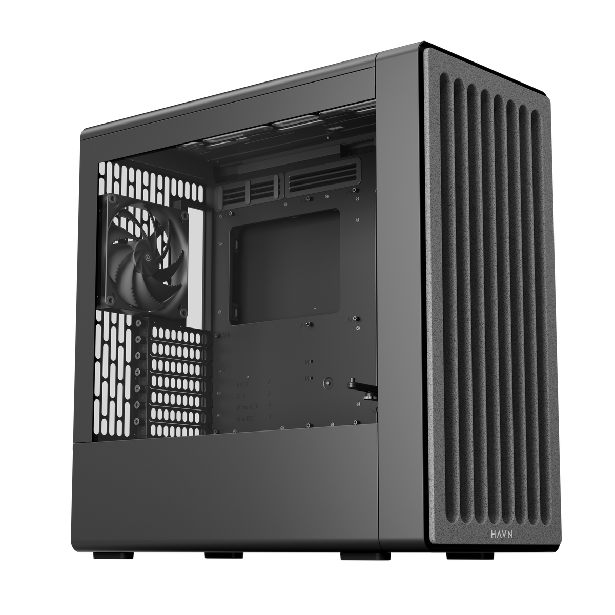 HAVN BF 360 Flow – sort Mid Tower kabinet med præinstallerede high-performance fans