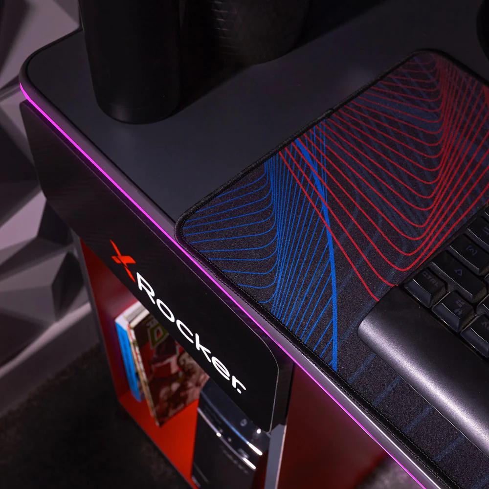 XROCKER CARBON-TEK DESK WITH WIRELESS CHARGING AND NEO FIBER LED