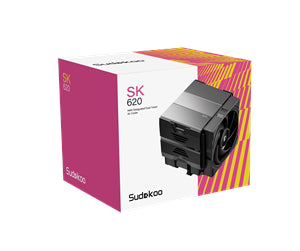 Sudokoo SK620 CPU-køler vist i hvid og pink emballage