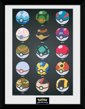 Abysse POKEMON - Framed print Pokeballs (30x40)