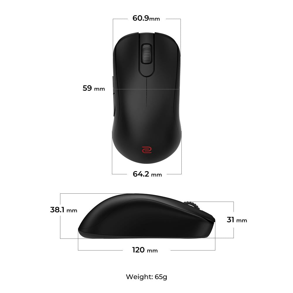 Zowie By BenQ - S2-DW - Wireless Mouse - Pixart 3950 - 4k polling - Middle size - Black BenQ Nordic (ZOWIE)