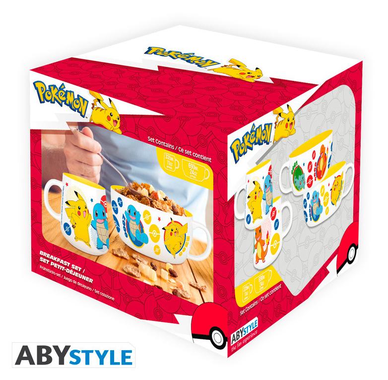 Abysse POKEMON - Breakfast Set Mug + Bowl - Pikachu & Kanto Starters
