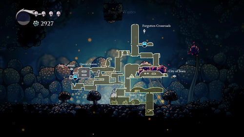 Hollow Knight – skærmbillede med spillets kort