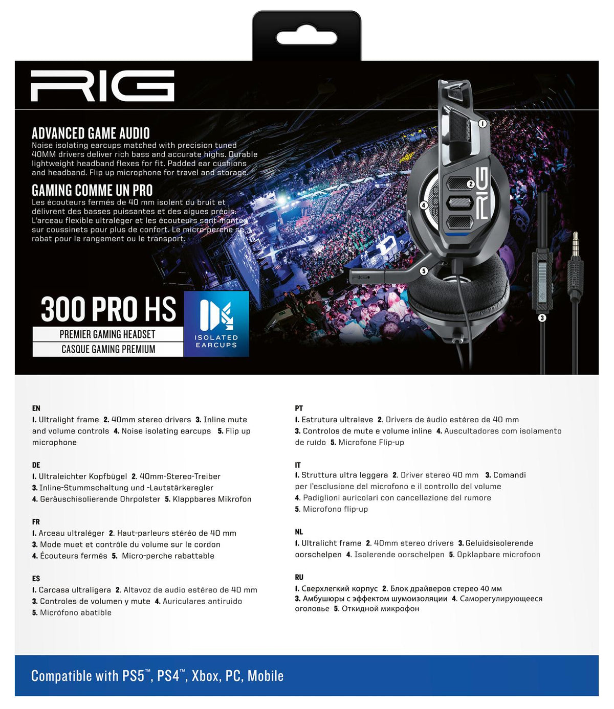 Nacon Rig 300 Pro Kablet Xbox gaming-høretelefoner (sort)