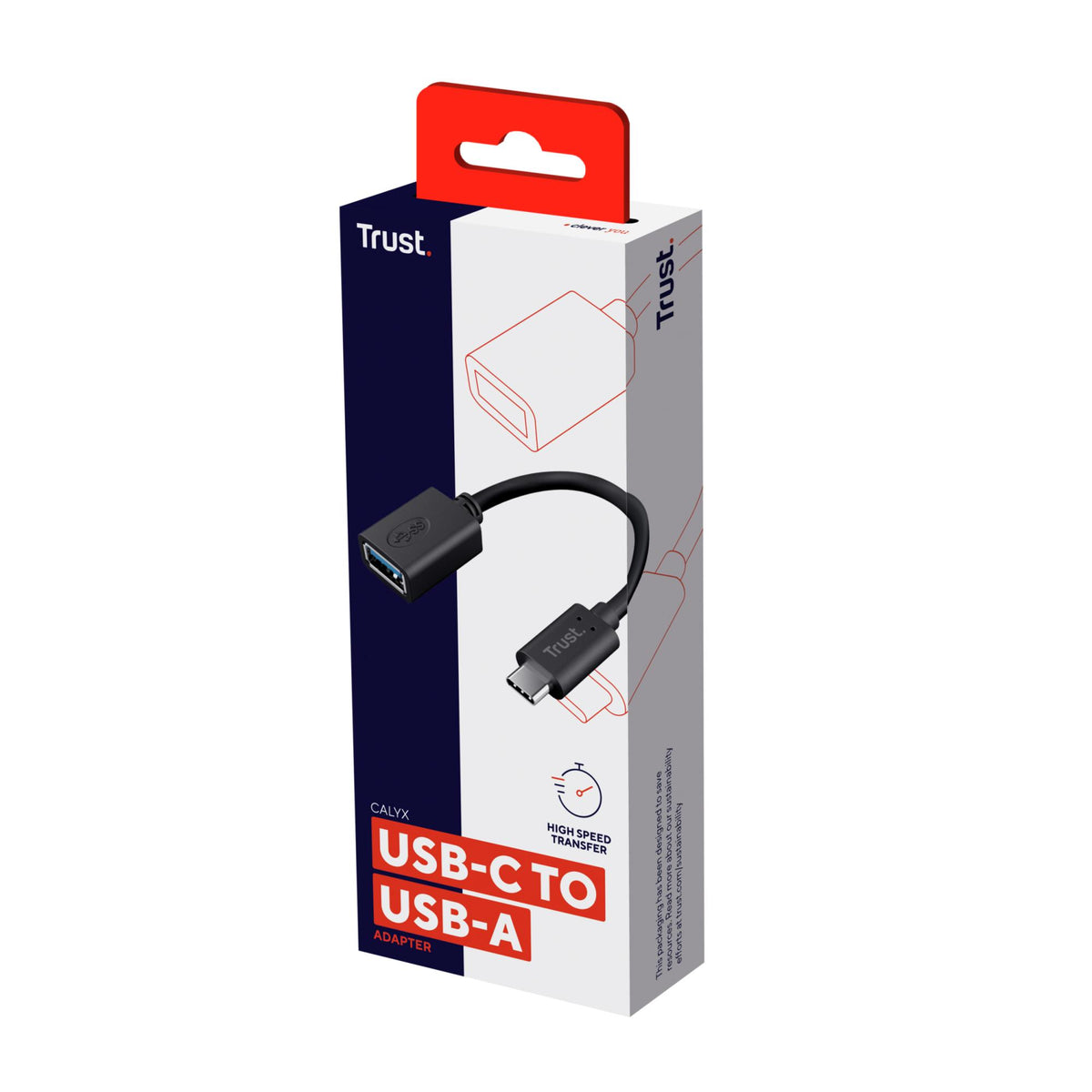 TRUST CALYX USB-C TIL USB-A ADAPTER KABEL