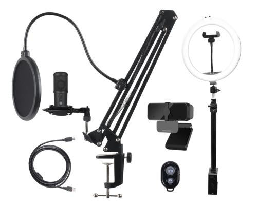 deltaco_gaming Streaming Kit, Microphone, Webcam, Ring Light