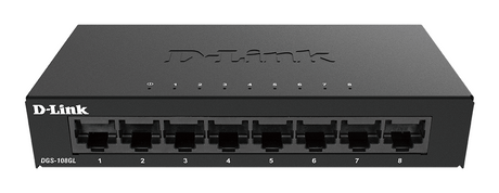 D-Link DGS-108GL/E – 8-port Gigabit-netværksswitch – produktbillede 1