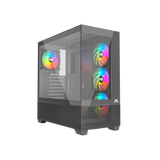 Sort Nordic Gaming Hugin-PC-kabinet med glasside og RGB-blæsere