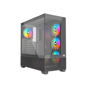 Sort Nordic Gaming Hugin-PC-kabinet med glasside og RGB-blæsere