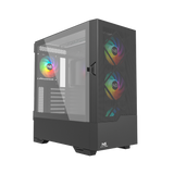 Sort Nordic Gaming Munin-PC-kabinet med glasside og RGB-blæsere