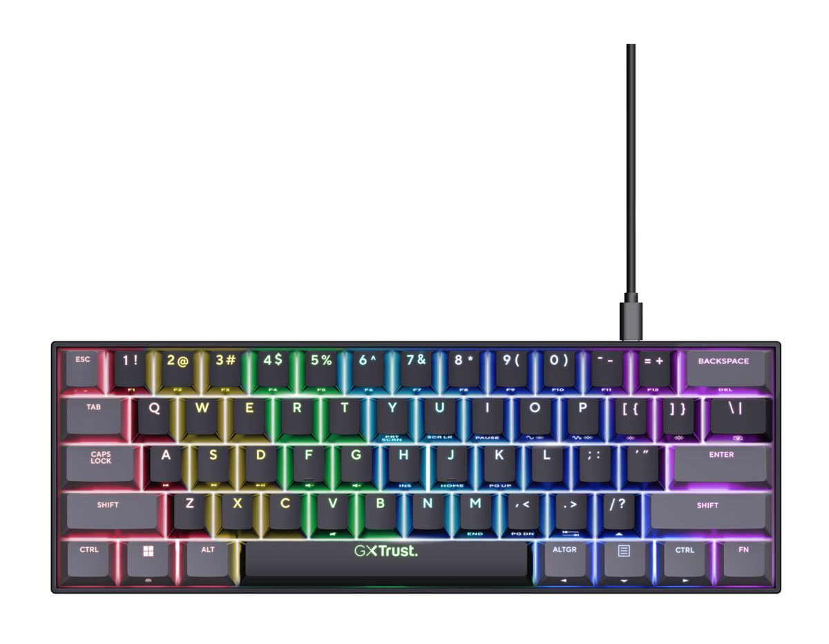 Trust GXT 867 Acira – 60% gaming-tastatur, nordisk