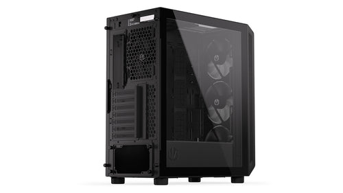 Sort Endorfy ARX 500 Air-PC-kabinet – set skråt bagfra med glasside