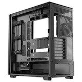 Kabelsiden af Antec FLUX-kabinet med sidepanelet fjernet