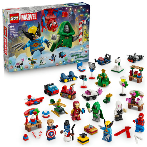 LEGO 76340 Marvel-julekalender – med æske og alle modeller