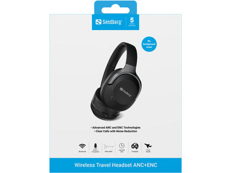 Sandberg Trådløst Rejseheadset ANC+ENC - Sort