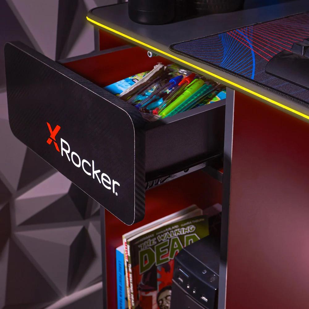 XROCKER CARBON-TEK DESK WITH WIRELESS CHARGING AND NEO FIBER LED