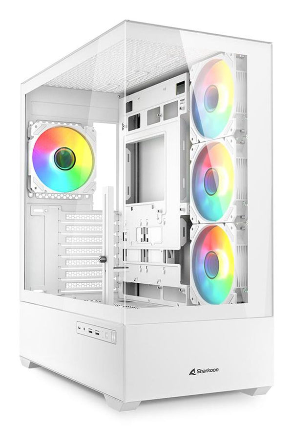 Sharkoon AK6 RGB kabinet – hvid, ATX, fire ARGB-blæsere