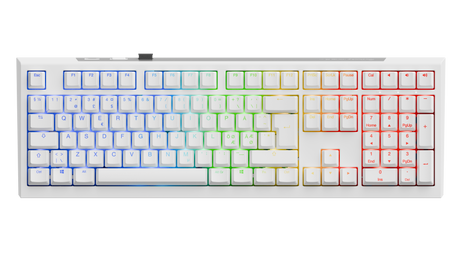 Ducky One X - White Nordic - Fullsize 100% - Ducky Inductive Switch (analog) Tri-Mode (Trådløs, BT, Cord)