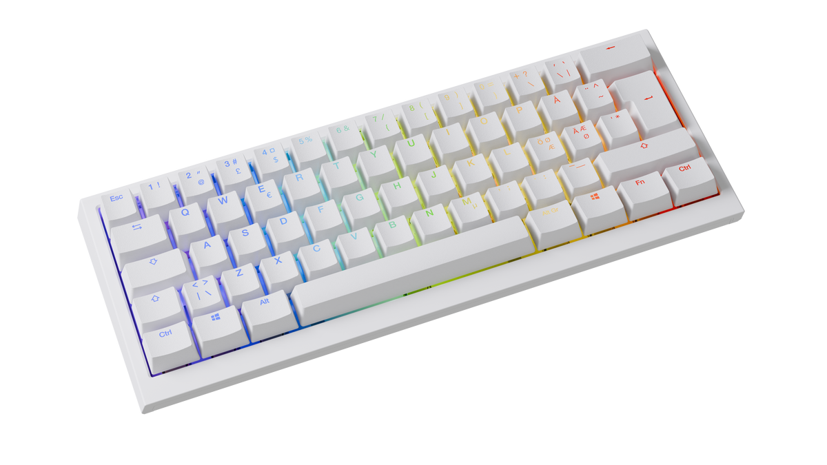 Ducky One X - White Nordic - Mini 60% - Ducky Inductive Switch (analog) Tri-Mode (Trådløs, BT, Cord)