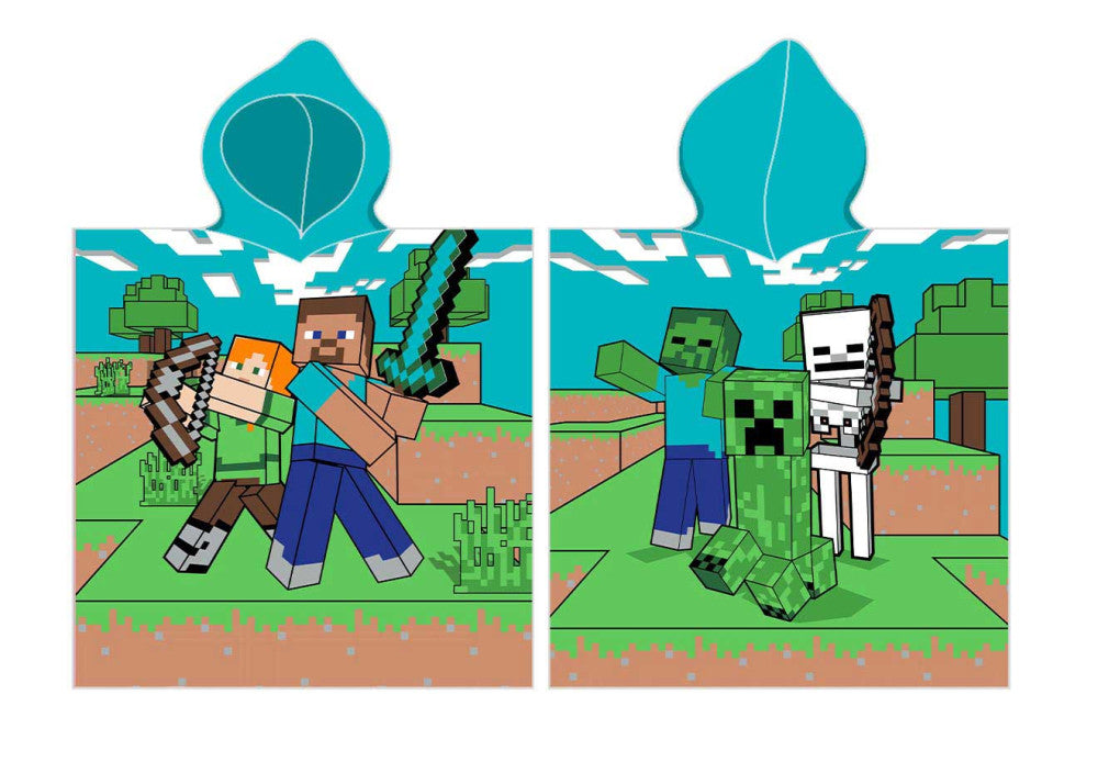 Minecraft Badehåndklæde Poncho - Engen - 50 x 115 cm