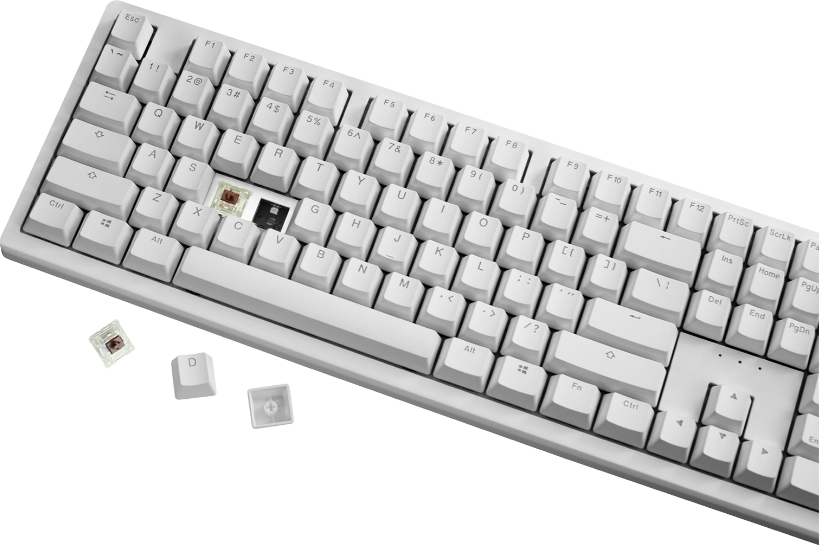 Ducky Zero - White - Cherry Brown - RGB - Trådløs