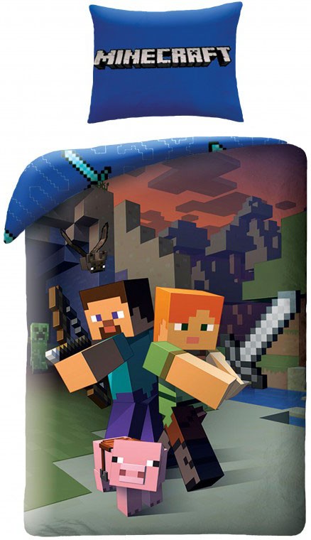 Minecraft Sengetøj - Steve og Alex - 140×200cm + 70×90 cm