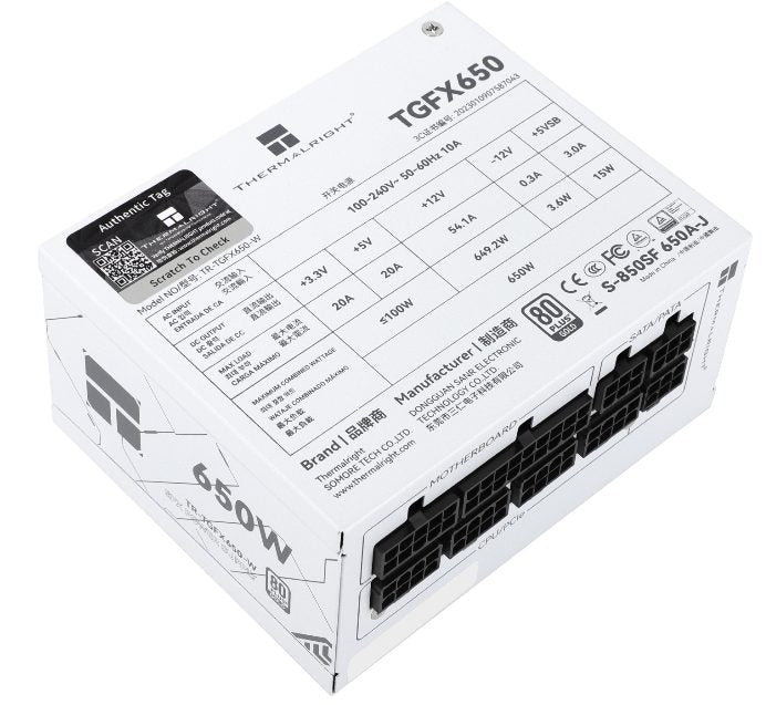 Thermalright TR-TGFX 650W, Hvid, 80+ Gold modular PSU, SFX