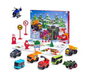 Dickie Toys Micro julekalender – 24 låger – kalender og viste indholdsdele