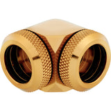 CORSAIR Hydro X Series XF Hardline 90° 14mm OD Vinklet fitting til flydende kølesystem 2-pack Guld