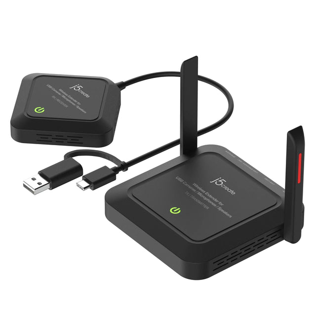 j5create JVW120-N trådløs USB-forlænger – sender og modtager med antenner og USB-kabel