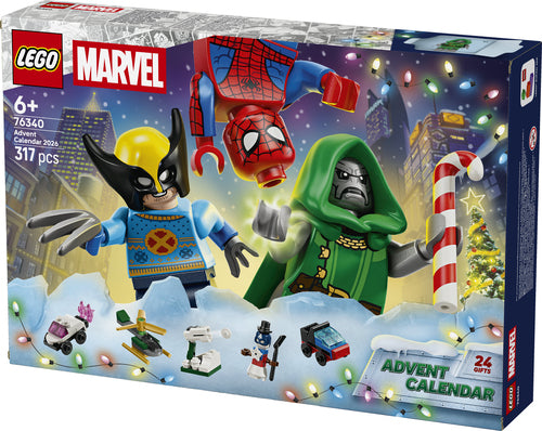 LEGO 76340 Marvel-julekalender – æske med Spider-Man, Wolverine og Doctor Doom