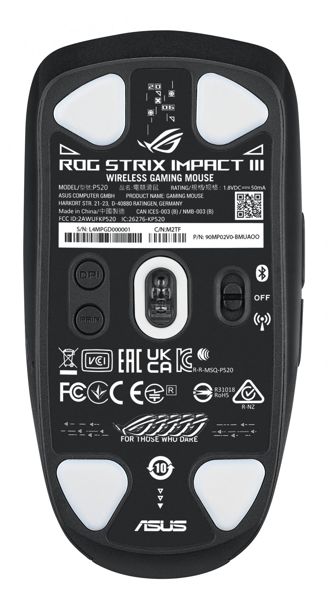 ASUS ROG STRIX Impact III Wireless (P520) Ambidextrous Gaming Mouse ASUS