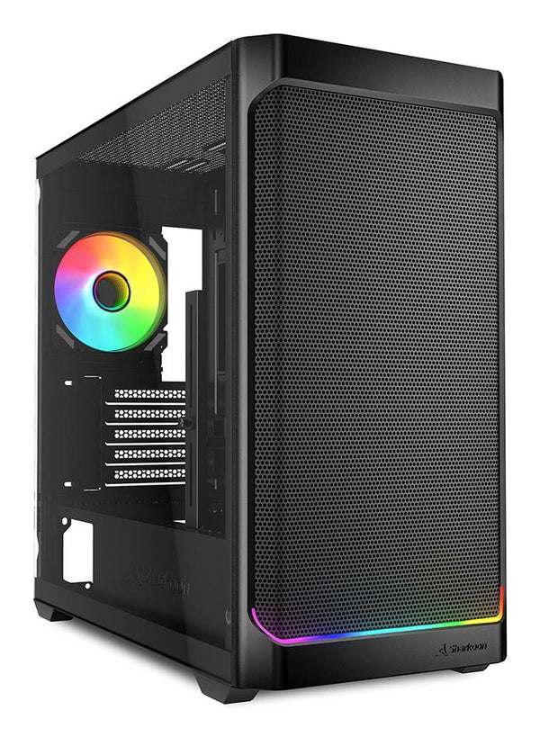 Sharkoon MK4W RGB Strip kabinet – sort, Micro-ATX, fire blæsere