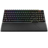 ASUS ROG Strix Scope II 96 Wireless – tastatur og arbejdsflade set ovenfra (vinkel 2); layout på billedet er illustrativt