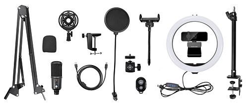 deltaco_gaming Streaming Kit, Microphone, Webcam, Ring Light