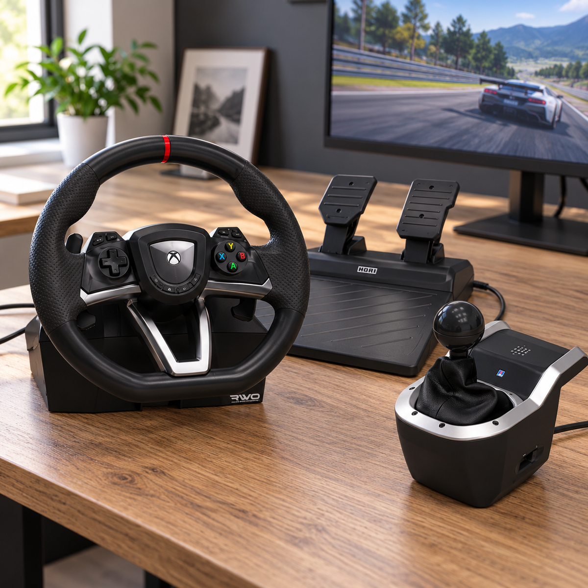 HORI Racing Wheel Overdrive + 7-Speed Racing Shifter pakke til PC – stemningsbillede