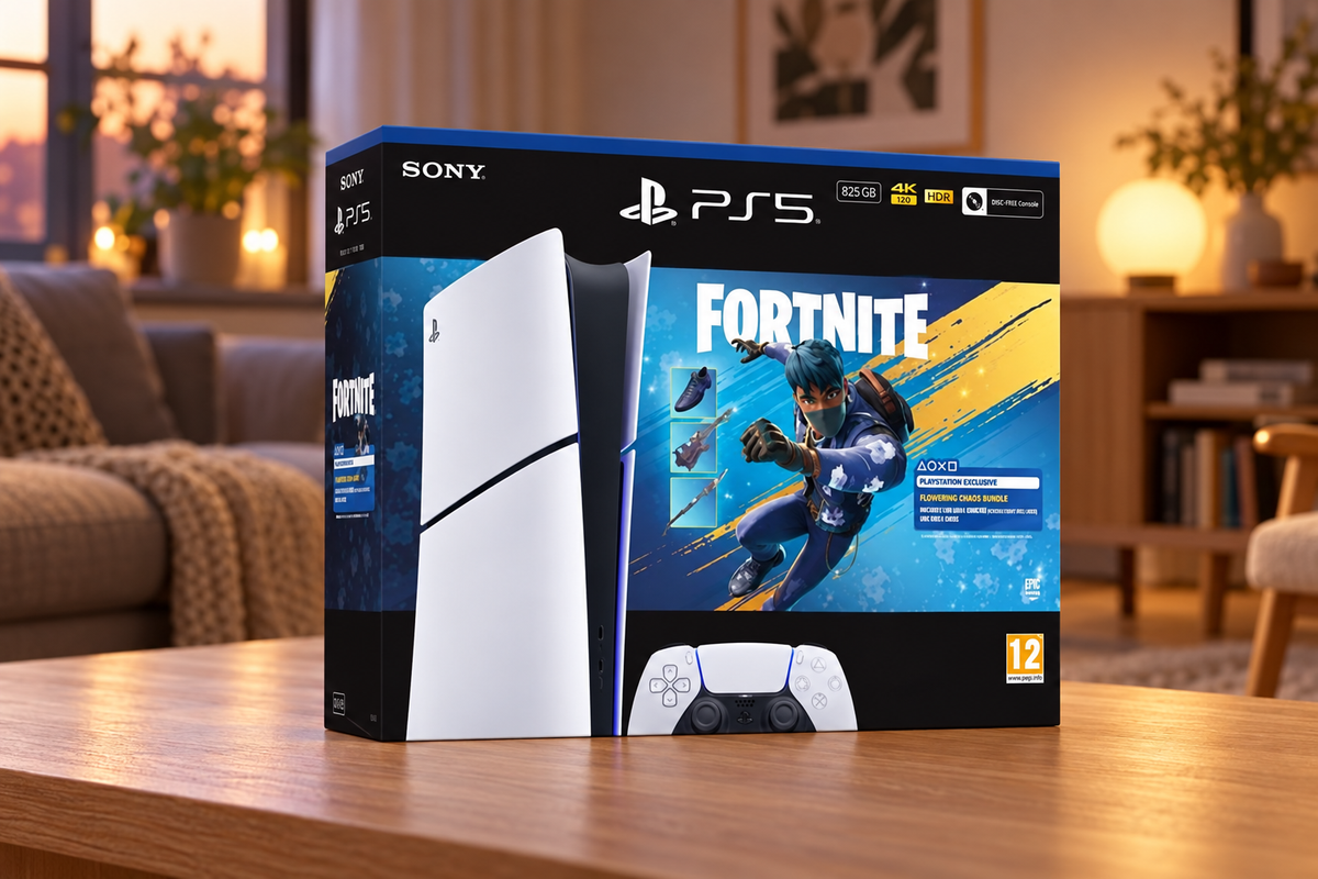 Sony PS5 Slim Digital Edition 825 GB – Fortnite Flowering Chaos – stemningsbillede