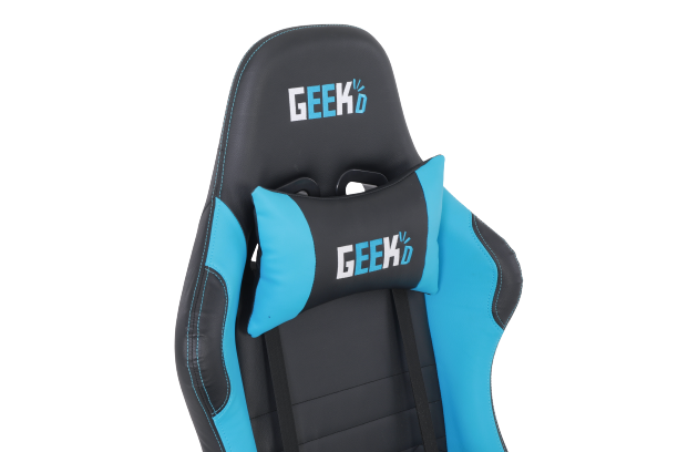 Geekd Vulcan Gamerstol Sort/Blå - Top PU Læder - Op til 120 KG