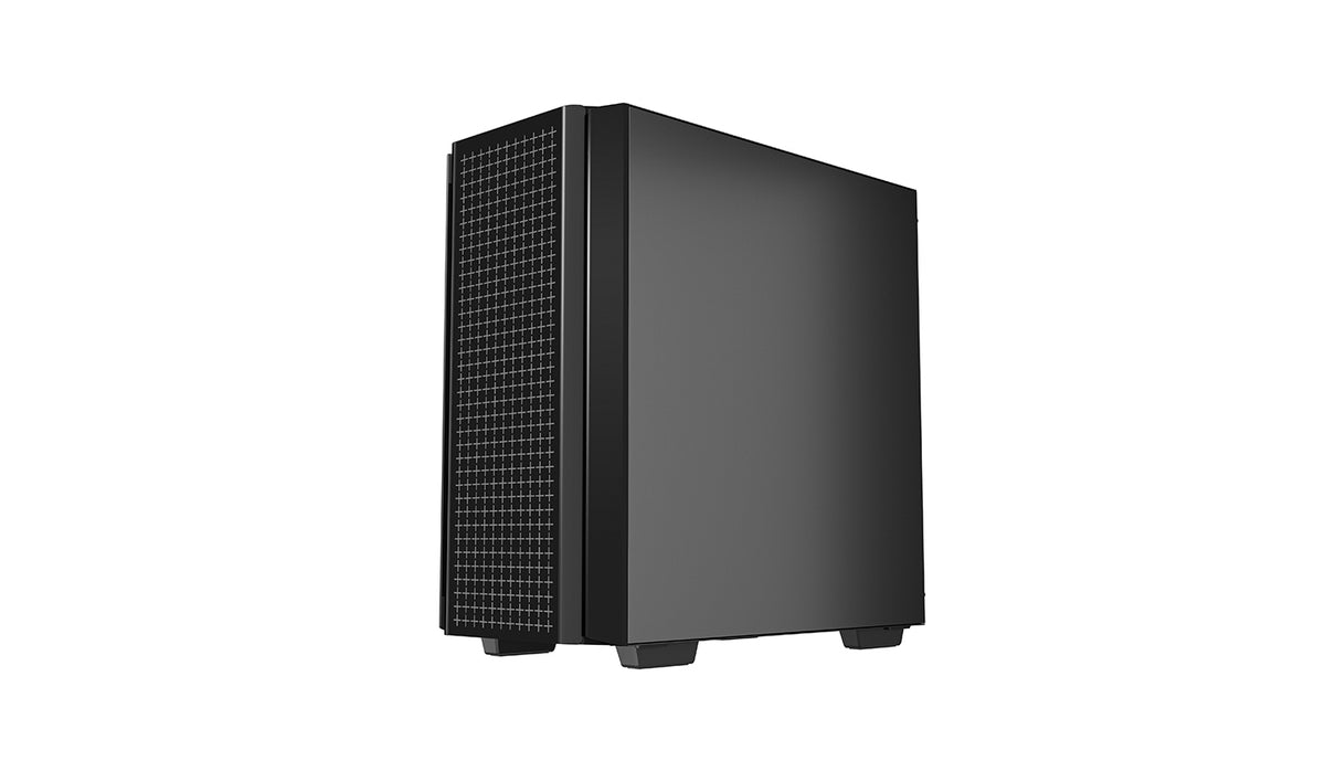 Sort DeepCool CG540-kabinet set fra den lukkede side